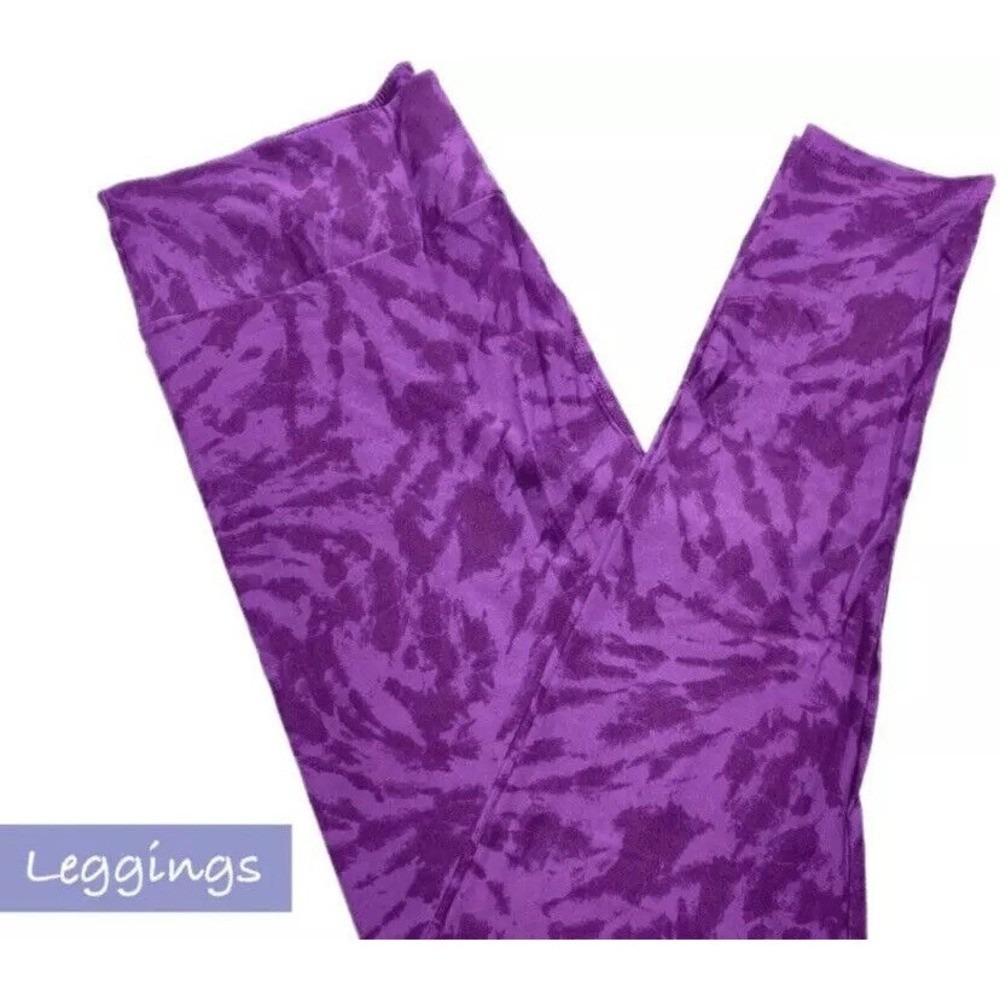LuLaRoe Womens Leggings TC2 Shades Of Purple Tie Dye Tall Curvy 2 Plus 18+ NWT